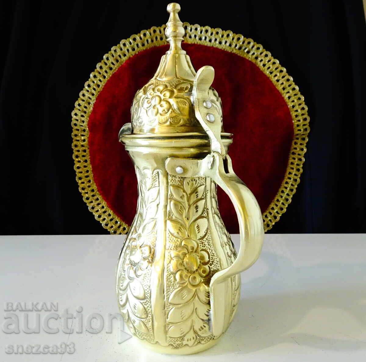 Δημοπρασία Αραβική μπρούτζινη κανάτα καφέ, τζέζβε, Dallah, σφραγίδα τεχνίτη Δημοπρασία Αραβική μπρούτζινη κανάτα καφέ, τζέζβε, Dallah, σφραγίδα τεχνίτη