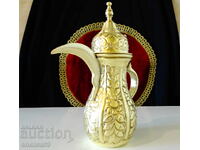 Арабска бронзова кана за кафе,джезве,Dallah,печат на майстор