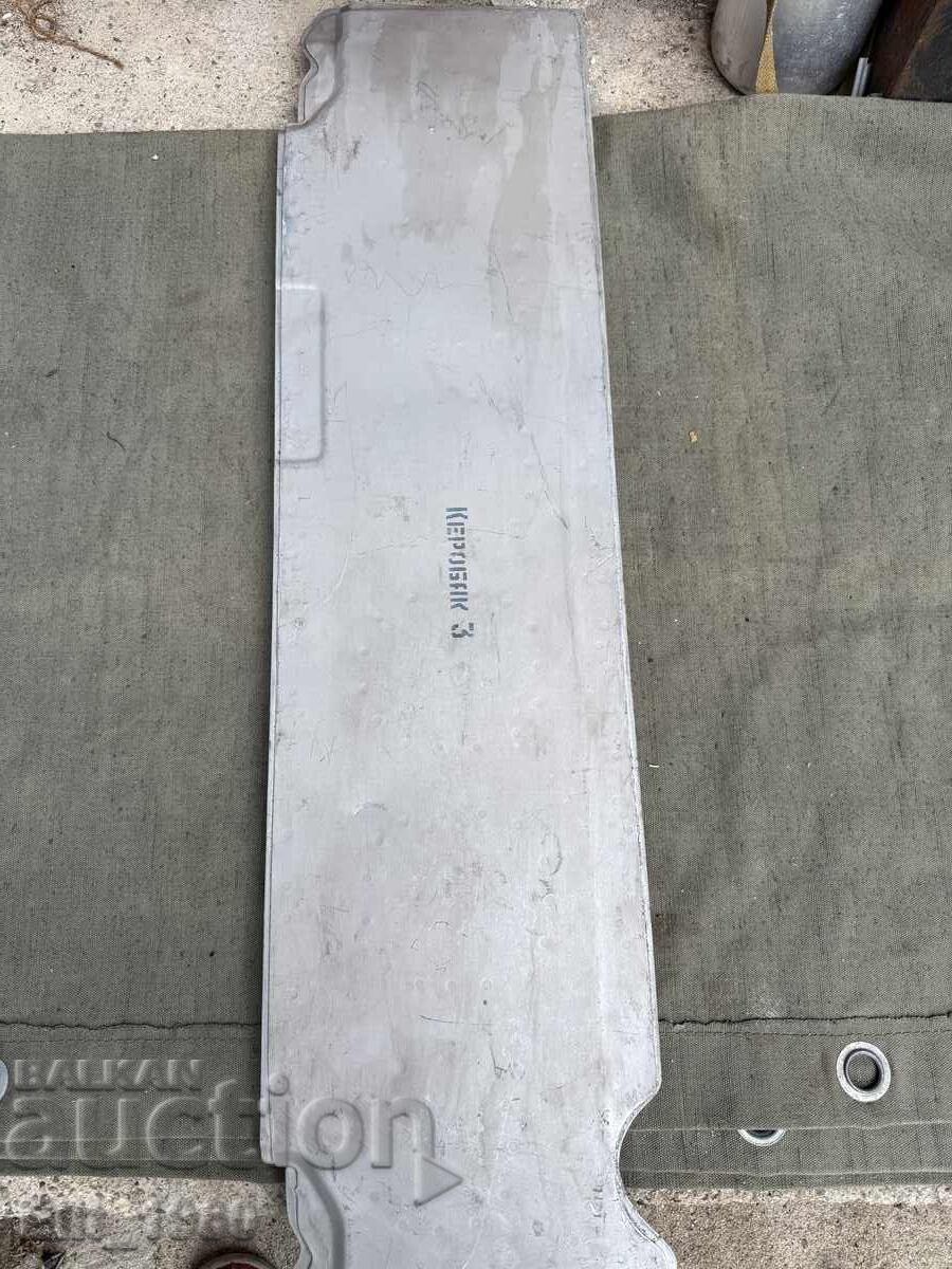 Part of a MiG-21 fighter jet fuselage Part of a MiG-21 fighter jet fuselage