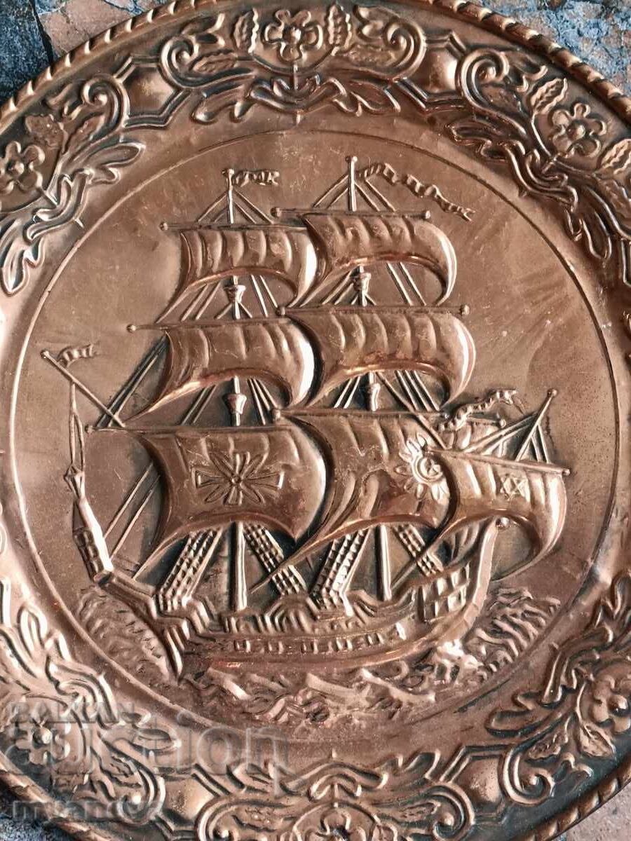 Auction  English copper plate with a nautical design