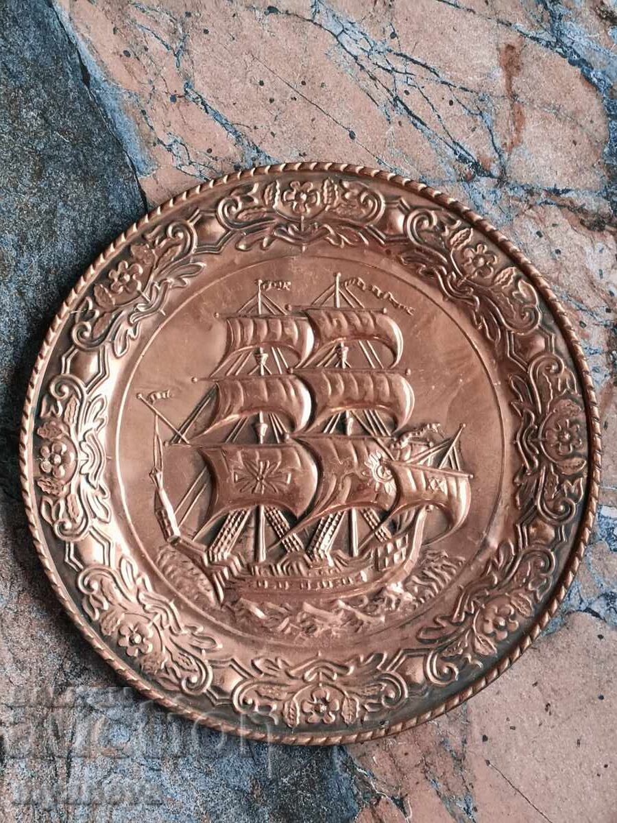 English copper plate with a nautical design