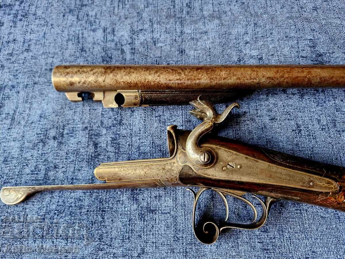 Gilded Rifle, Damascus Barrels BERNARD BTE, 1860-1880 - 6 Gilded Rifle, Damascus Barrels BERNARD BTE, 1860-1880 - 6