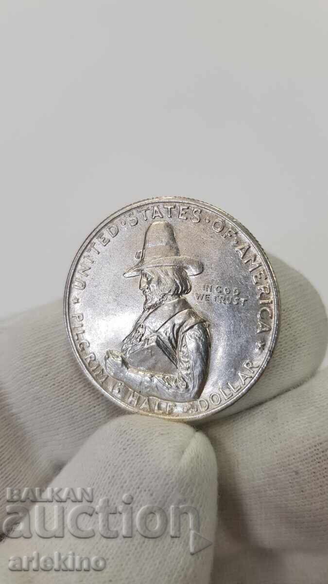 Auction  Rare Silver Coin 1/2 Dollar 1620-1920 America USA