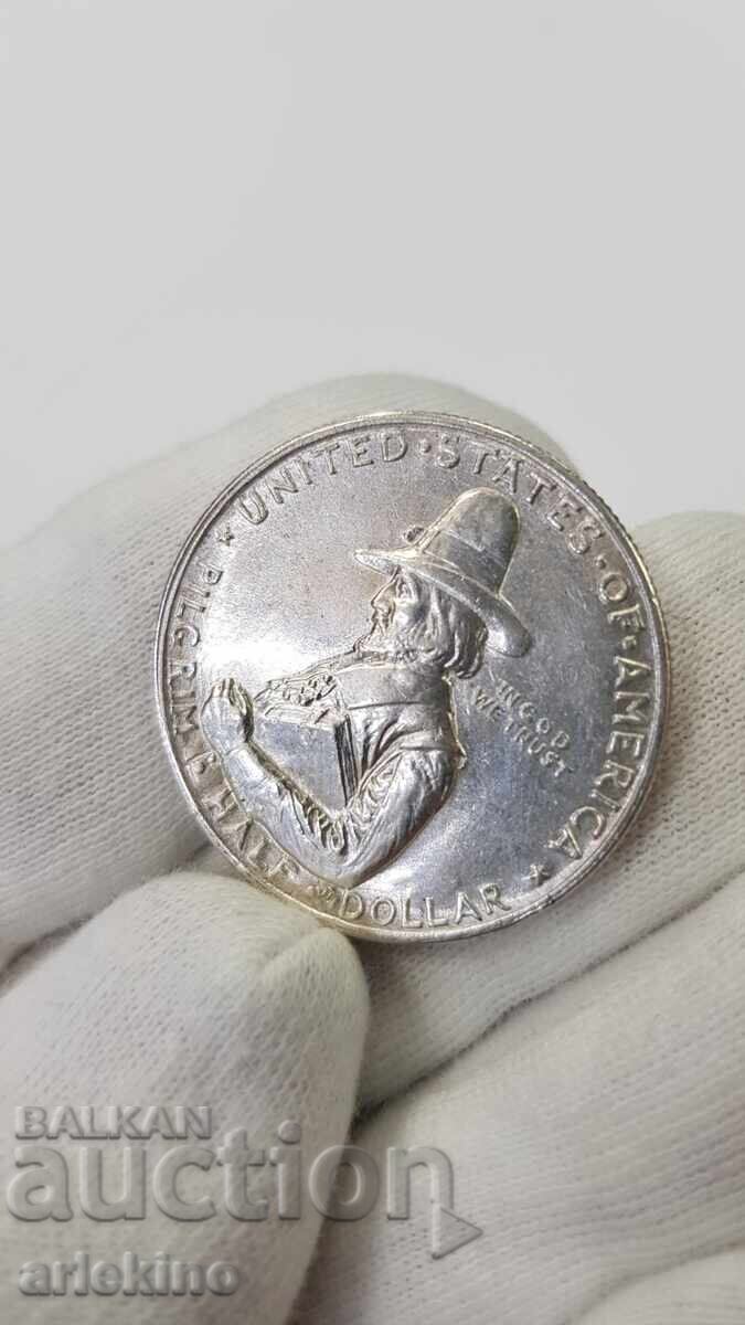 Delivery of Rare Silver Coin 1/2 Dollar 1620-1920 America USA