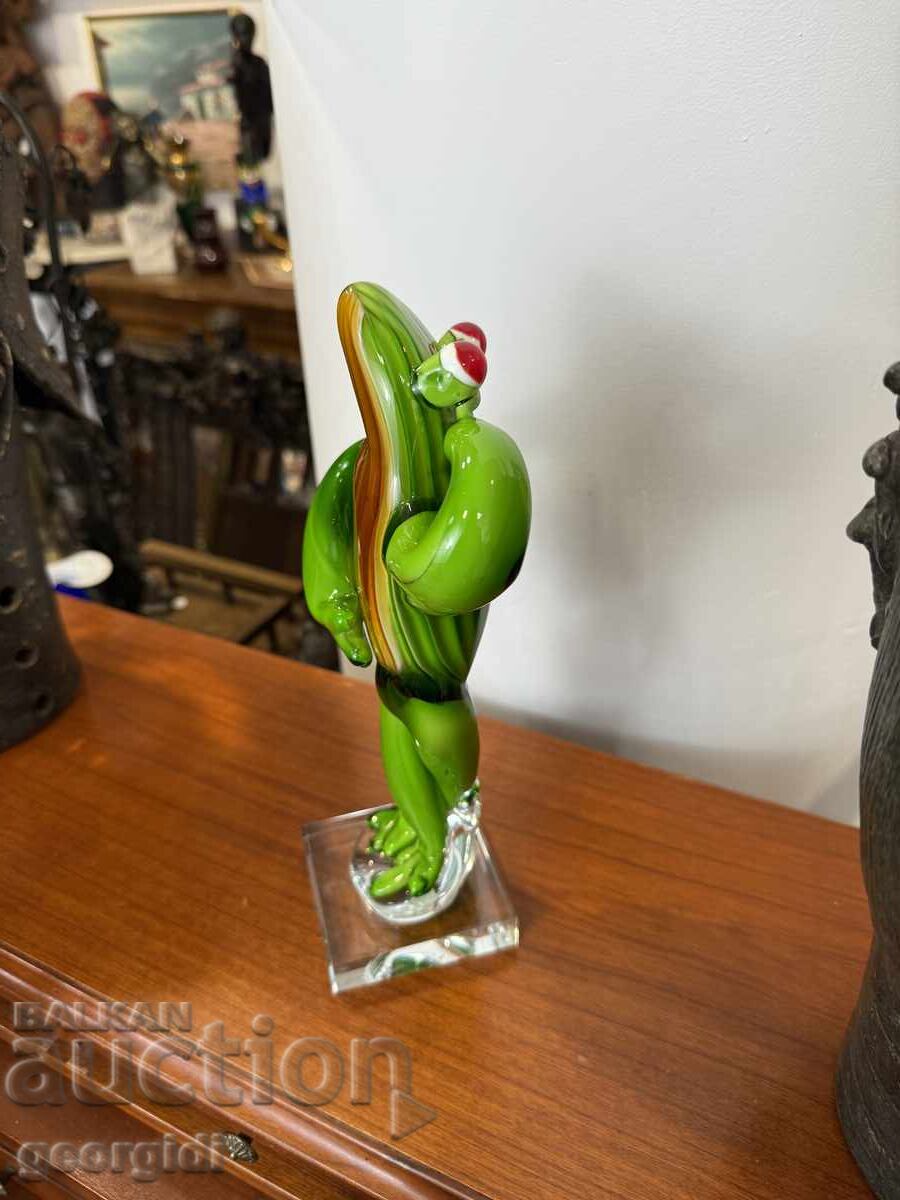 Χειροποίητος βάτραχος από έγχρωμο γυαλί. №7387 με τιμή 260.00 BGN | € 132.94