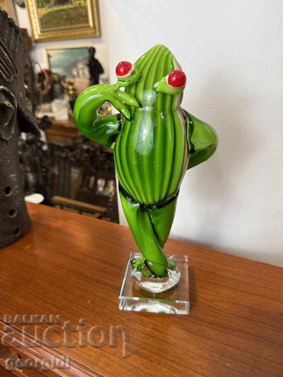Δημοπρασία Χειροποίητος βάτραχος από έγχρωμο γυαλί. №7387