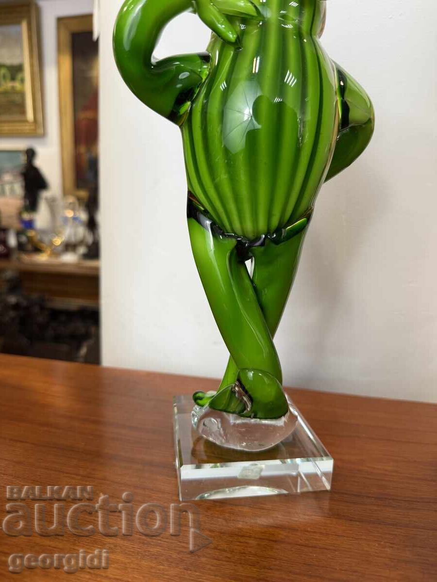 Παράδοση Χειροποίητος βάτραχος από έγχρωμο γυαλί. №7387