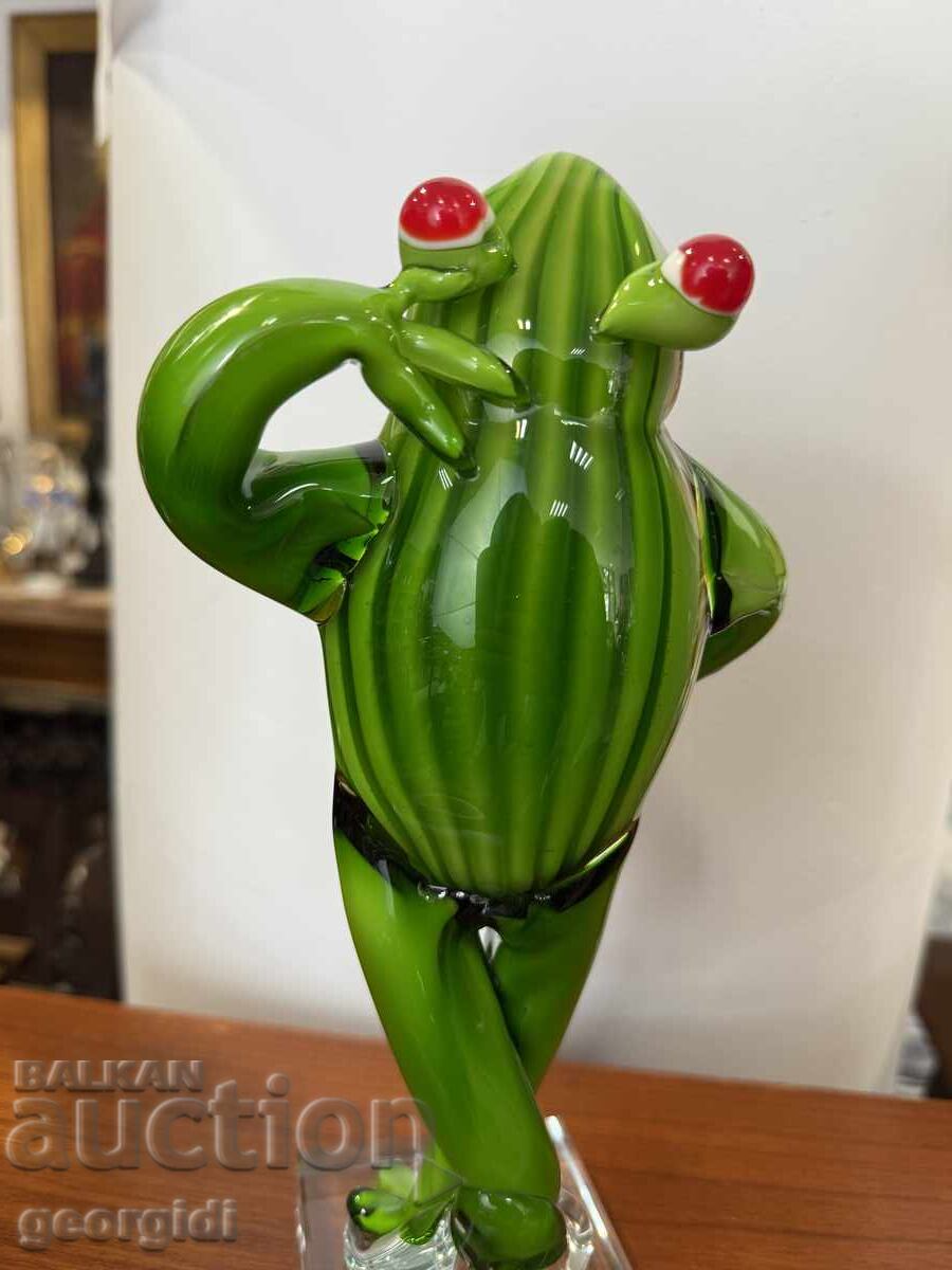 Χειροποίητος βάτραχος από έγχρωμο γυαλί. №7387 - 5