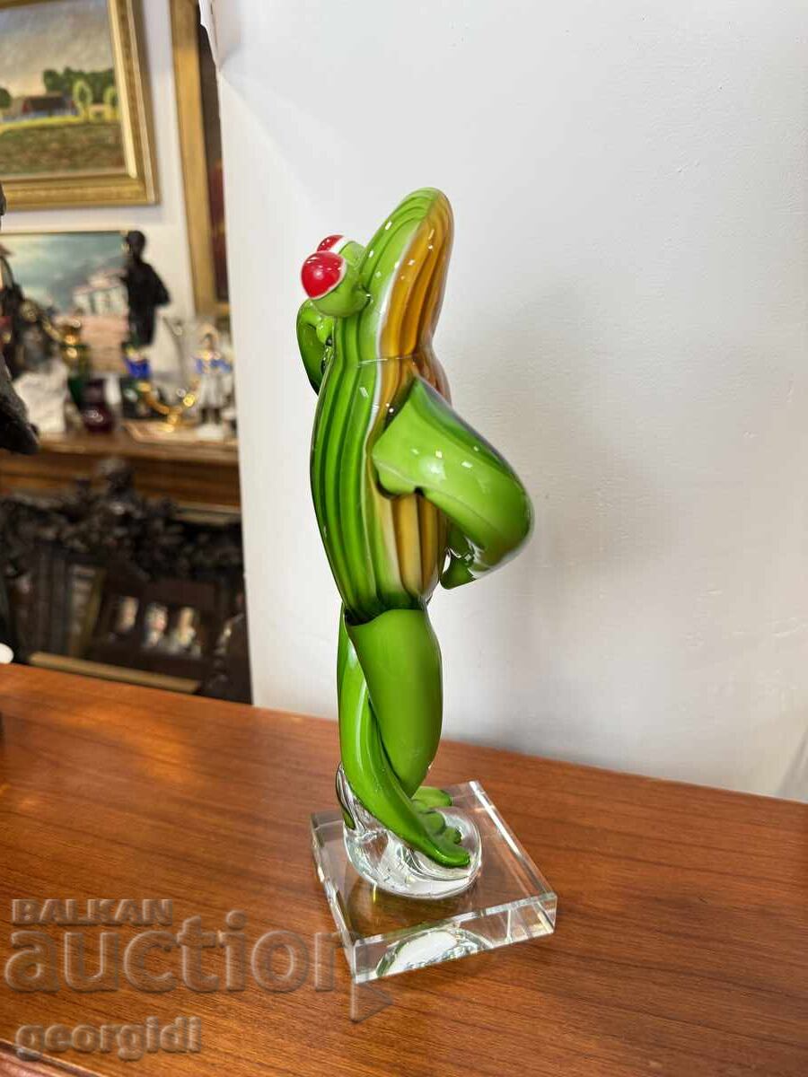 Χειροποίητος βάτραχος από έγχρωμο γυαλί. №7387 - 6