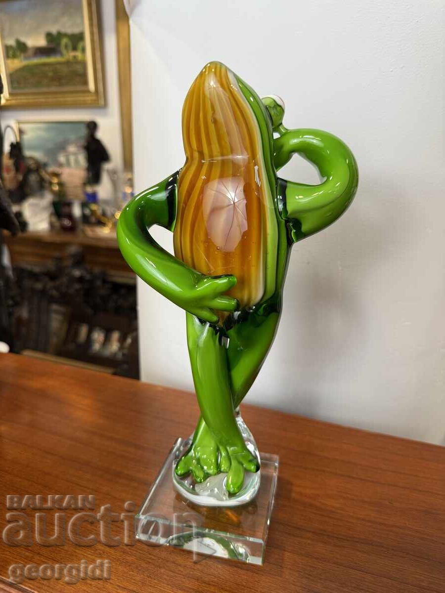 Χειροποίητος βάτραχος από έγχρωμο γυαλί. №7387 - 7