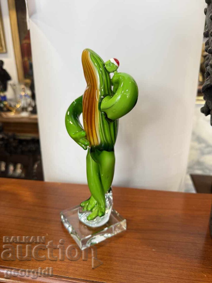 Χειροποίητος βάτραχος από έγχρωμο γυαλί. №7387