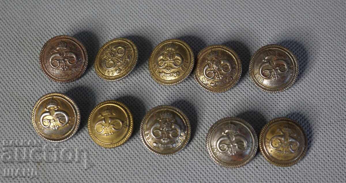 10 Butoane Regatul Bulgariei pentru uniformă militară MUZICALE 10 Butoane Regatul Bulgariei pentru uniformă militară MUZICALE