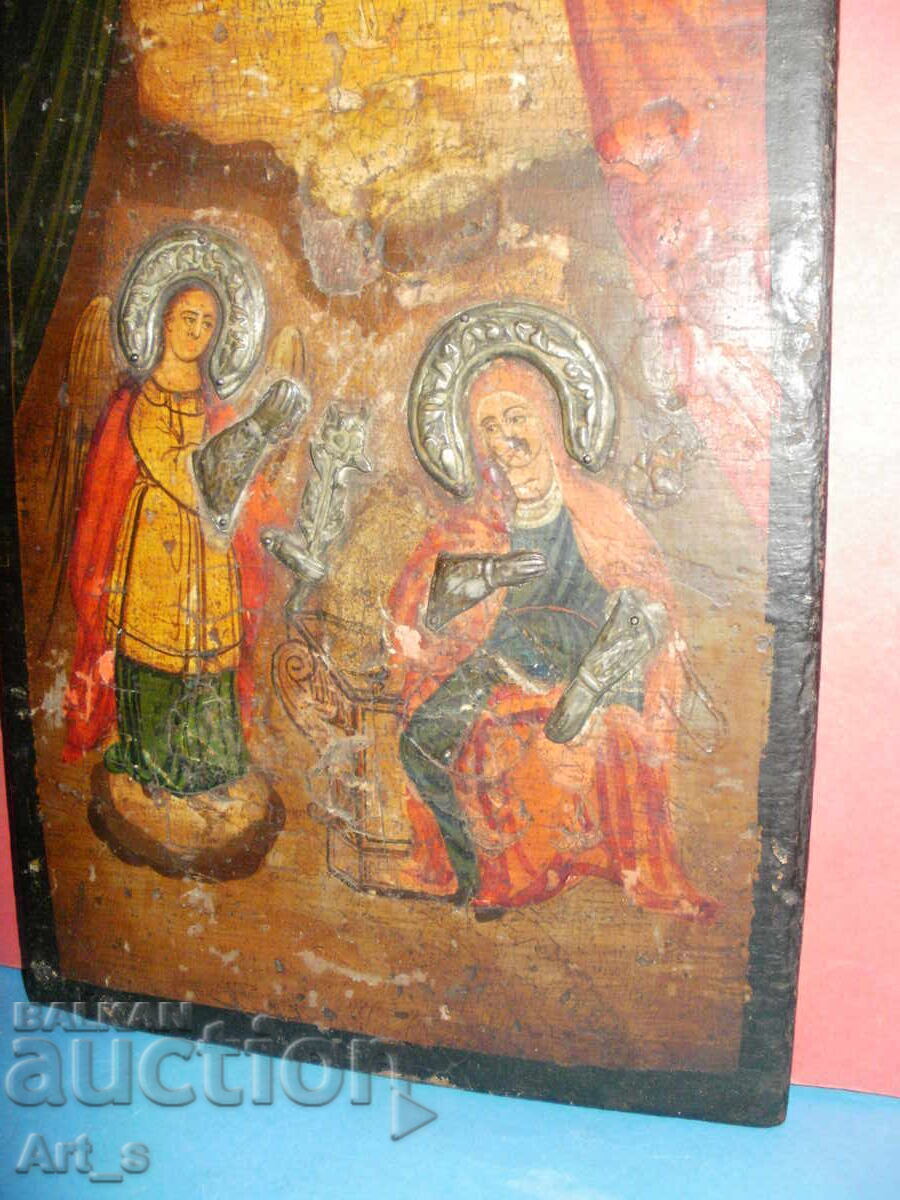 Ελληνική εικόνα "Ευαγγελισμός" με ασημένια επένδυση από το 1875 - 6