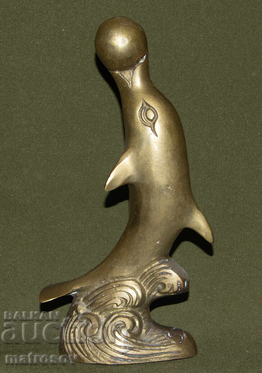 Bronze sculpture, dolphin with ball - 6
