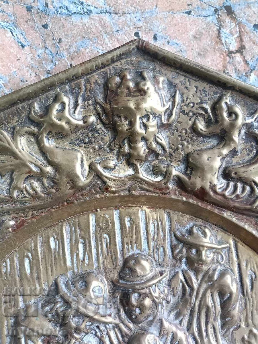 Licitație Vintage, metal, farfurie octogonală, panou