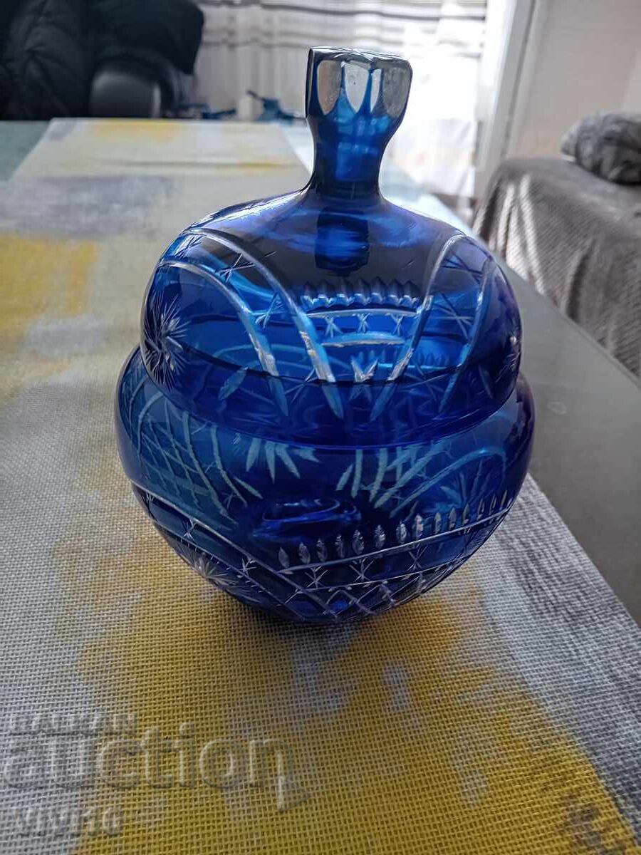 Bombonieră veche, Boemia, cobalt Bombonieră veche, Boemia, cobalt