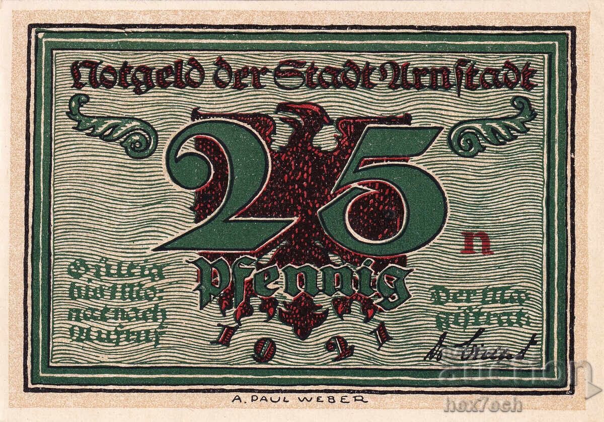 ❤️ ⭐ Γερμανία Arnstadt 1921 25 πφένιγκ UNC νέα ⭐ ❤️ με τιμή 3.99 BGN | € 2.04 ❤️ ⭐ Γερμανία Arnstadt 1921 25 πφένιγκ UNC νέα ⭐ ❤️ με τιμή 3.99 BGN | € 2.04