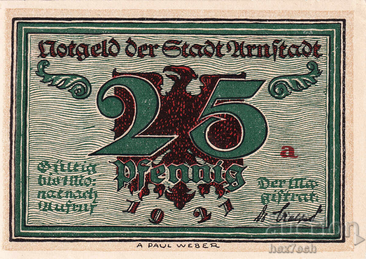 ❤️ ⭐ Γερμανία Arnstadt 1921 25 πφένιγκ UNC νέα ⭐ ❤️ με τιμή 3.99 BGN | € 2.04 ❤️ ⭐ Γερμανία Arnstadt 1921 25 πφένιγκ UNC νέα ⭐ ❤️ με τιμή 3.99 BGN | € 2.04