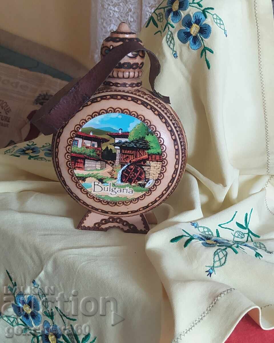 Delivery of Wooden pyrography flask and embroidered doily