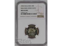 50 Stotinki 2004 NGC MS65DPL Bŭlgariya v NATO - Mat-luciu