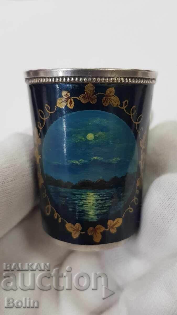 Russian Silver Pictorial Vodka Shot Glass 875 1930-1940