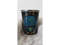 Cănuță de vodcă pictată din argint rusesc 875, 1930-1940