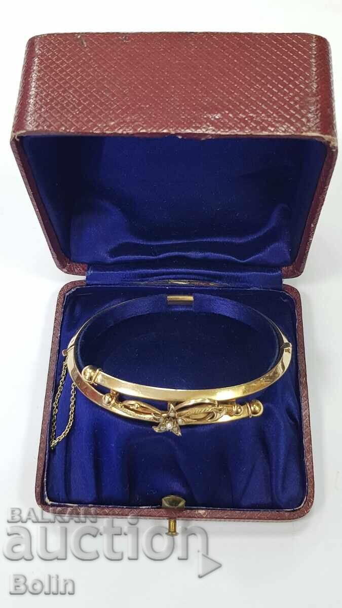 Licitație Brățară superbă din argint placat cu aur cu perle, secolul 19, Europa