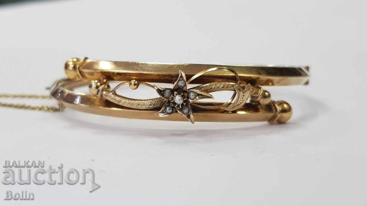 Brățară superbă din argint placat cu aur cu perle, secolul 19, Europa - 7