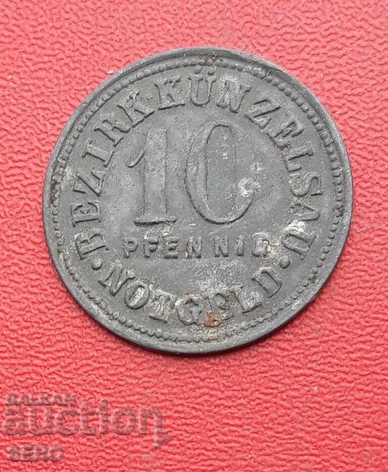 Γερμανία-Βάδη-Βυρτεμβέργη-Κύντσελσαου-10 πφένιγκ 1917