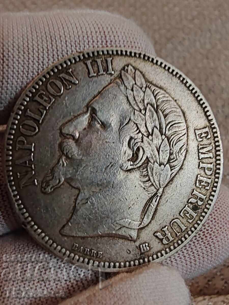 5 φράγκα 1868 με τιμή 118.00 BGN | € 60.33