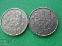 5 escudos 1975, 1982 g. Portugalia