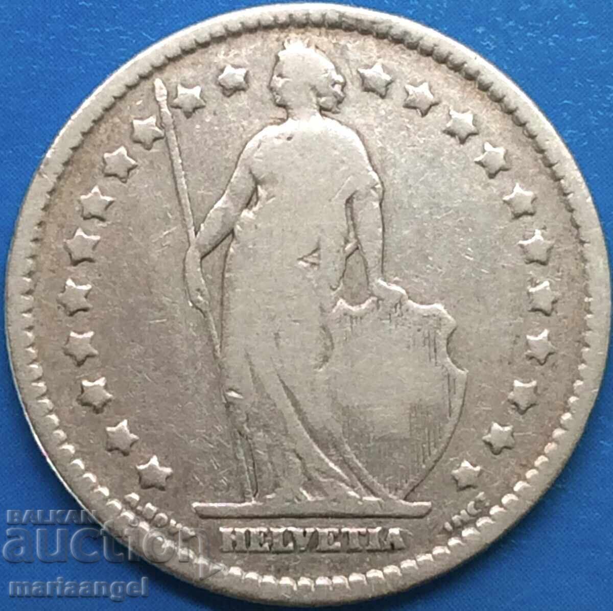 Доставка на 1 франк 1904 Швейцария Хелвеция сребро Доставка на 1 франк 1904 Швейцария Хелвеция сребро