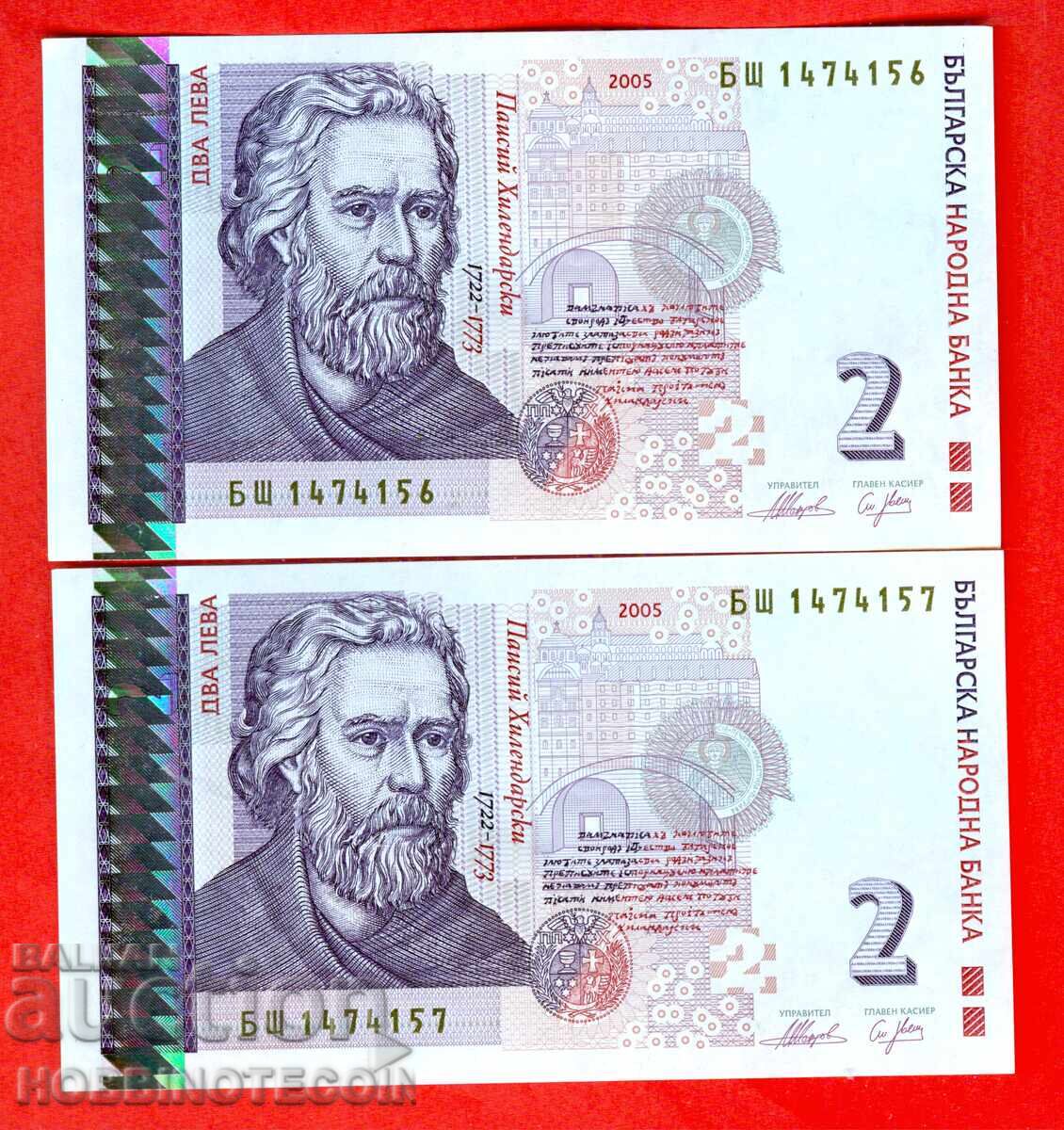 ΒΟΥΛΓΑΡΙΑ BULGARIA 2 x 2 Λβ ΖΕΥΓΟΣ ΣΕΙΡΙΑΚΟ issue 2005 - BSHT UNC ΒΟΥΛΓΑΡΙΑ BULGARIA 2 x 2 Λβ ΖΕΥΓΟΣ ΣΕΙΡΙΑΚΟ issue 2005 - BSHT UNC