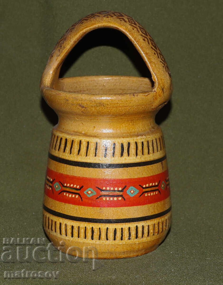 Доставка на Битова ръчно изработена кошница от рисувана керамика