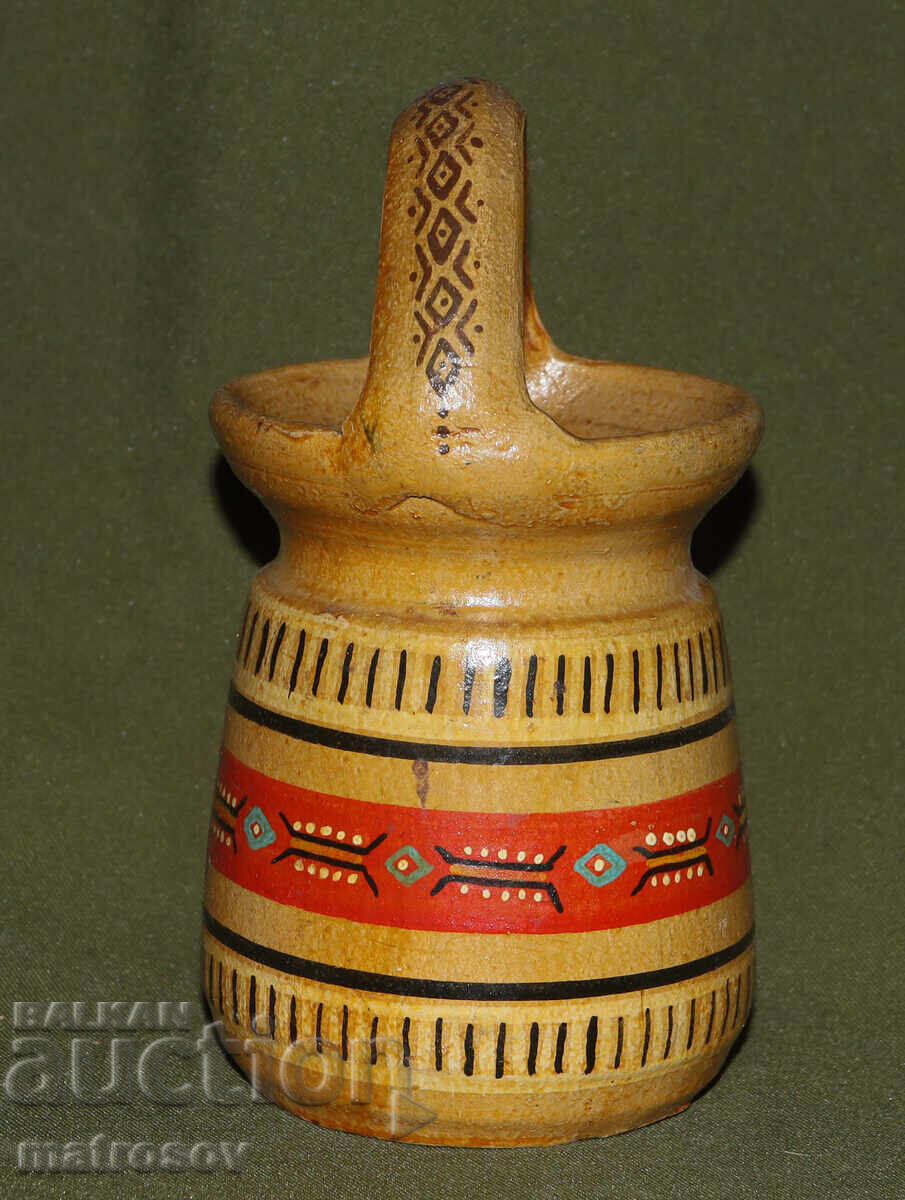 Битова ръчно изработена кошница от рисувана керамика - 5