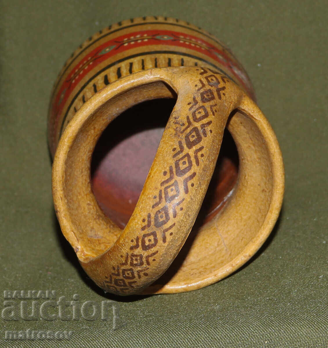 Битова ръчно изработена кошница от рисувана керамика - 6