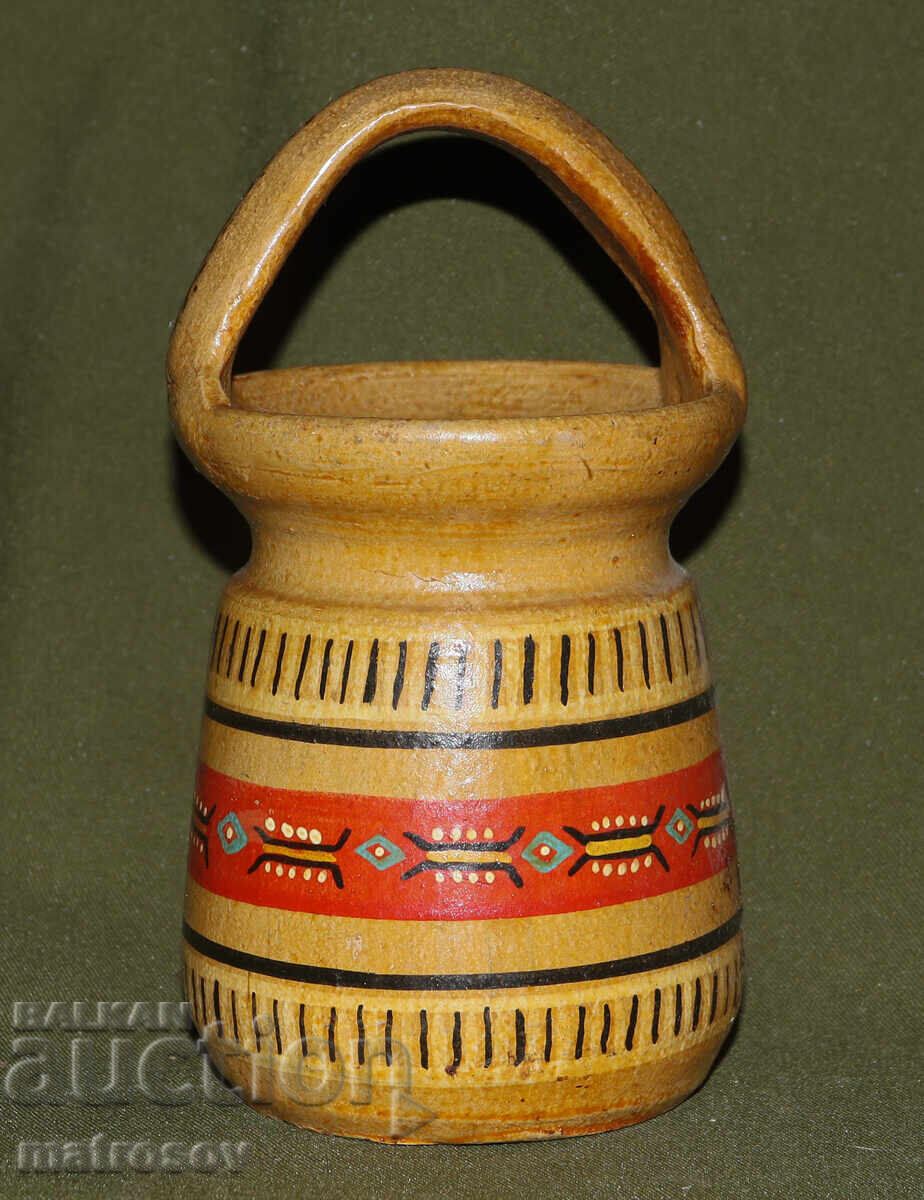 Битова ръчно изработена кошница от рисувана керамика