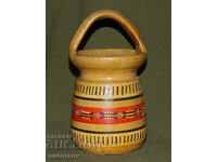 Coș de uz casnic lucrat manual din ceramică pictată