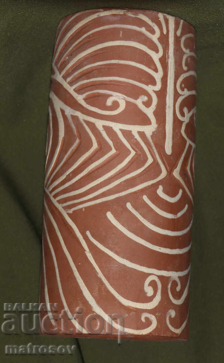 Auction  Handmade painted ceramic sculpture, mask