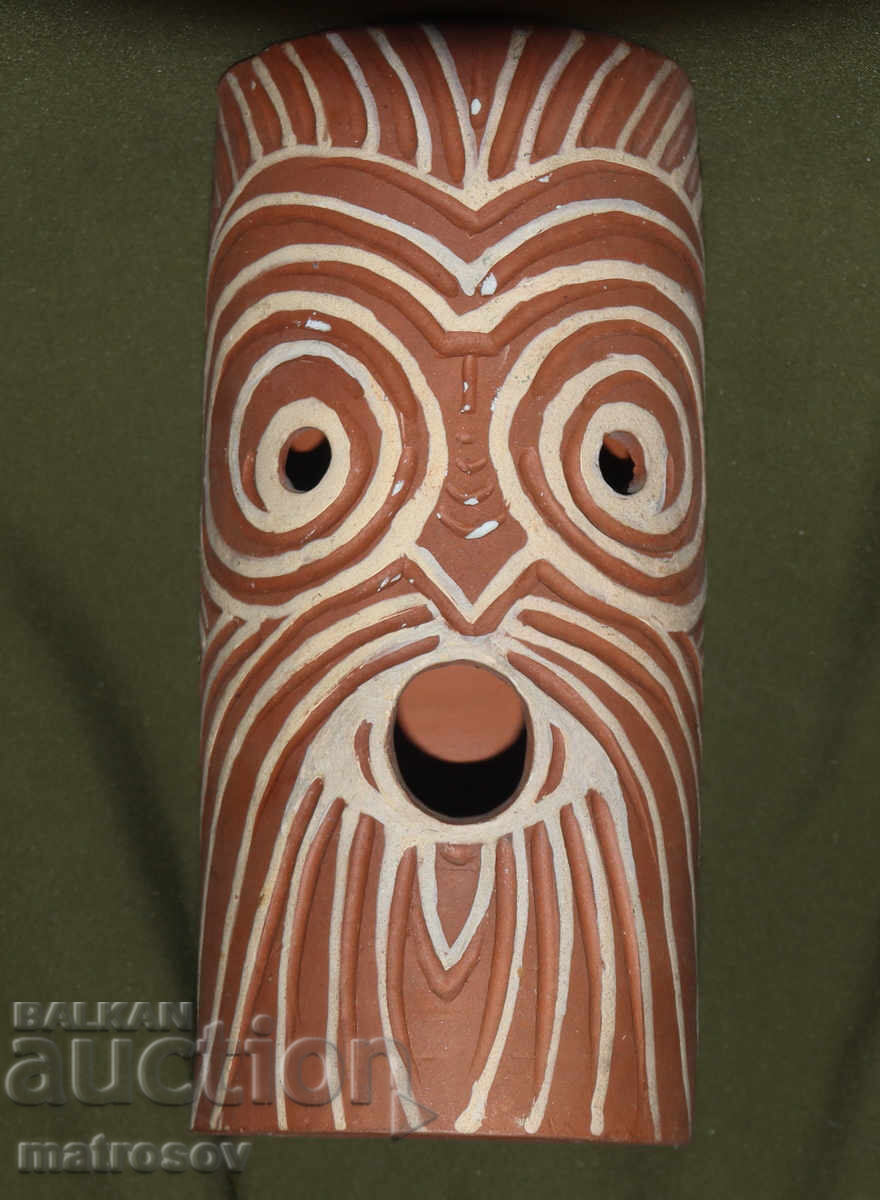 Handmade painted ceramic sculpture, mask