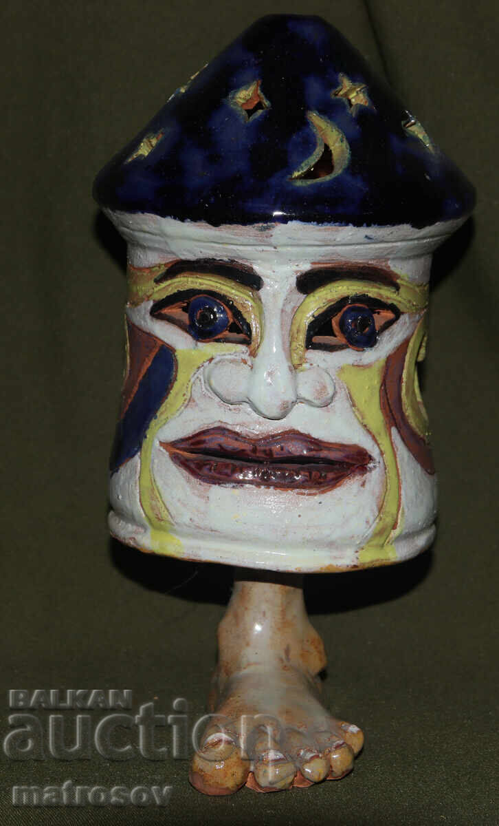 Авторски ръчно изработен свещник от рисувана керамика с цена 200.00 лв. | € 102.26