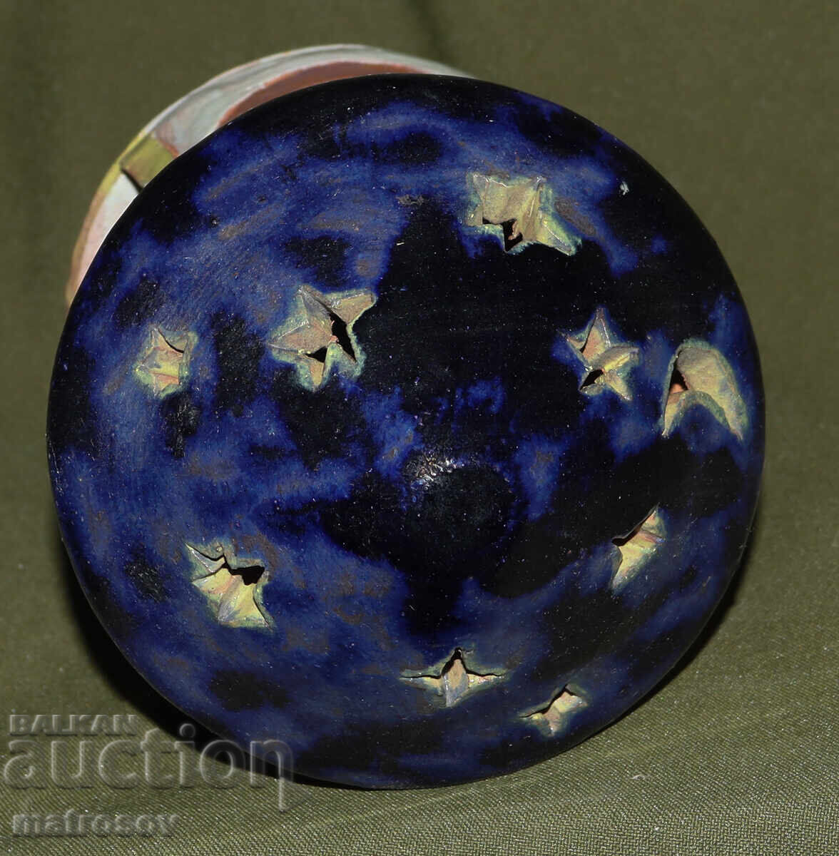 Авторски ръчно изработен свещник от рисувана керамика - 6