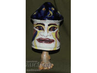 Sfeșnic lucrat manual, original, din ceramică pictată