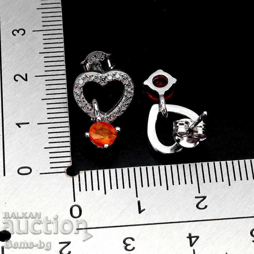 Ασημένια σκουλαρίκια με φωτιά οπάλιο και ζιργκόν με τιμή 97.00 BGN | € 49.60 Ασημένια σκουλαρίκια με φωτιά οπάλιο και ζιργκόν με τιμή 97.00 BGN | € 49.60