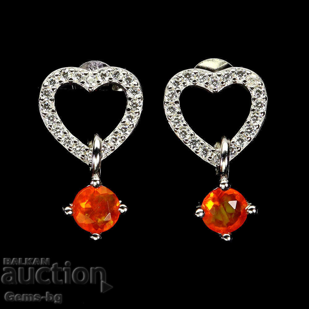 Ασημένια σκουλαρίκια με φωτιά οπάλιο και ζιργκόν Ασημένια σκουλαρίκια με φωτιά οπάλιο και ζιργκόν