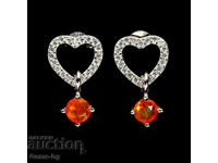 Cercei din argint cu opal de foc și zirconiu