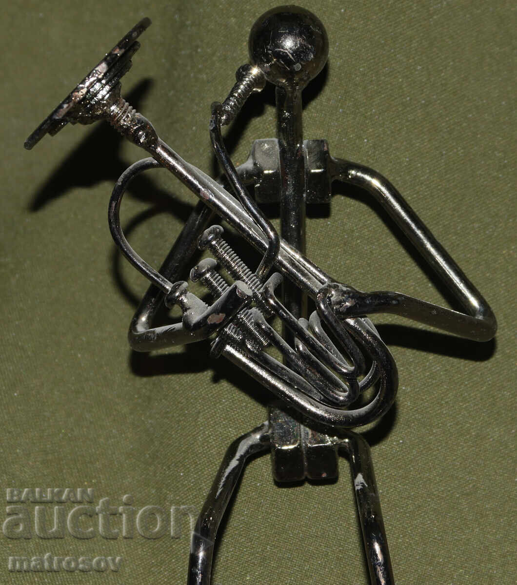 Δημοπρασία Αυθεντικό μεταλλικό γλυπτό, χειροποίητο, φιγούρα μουσικού