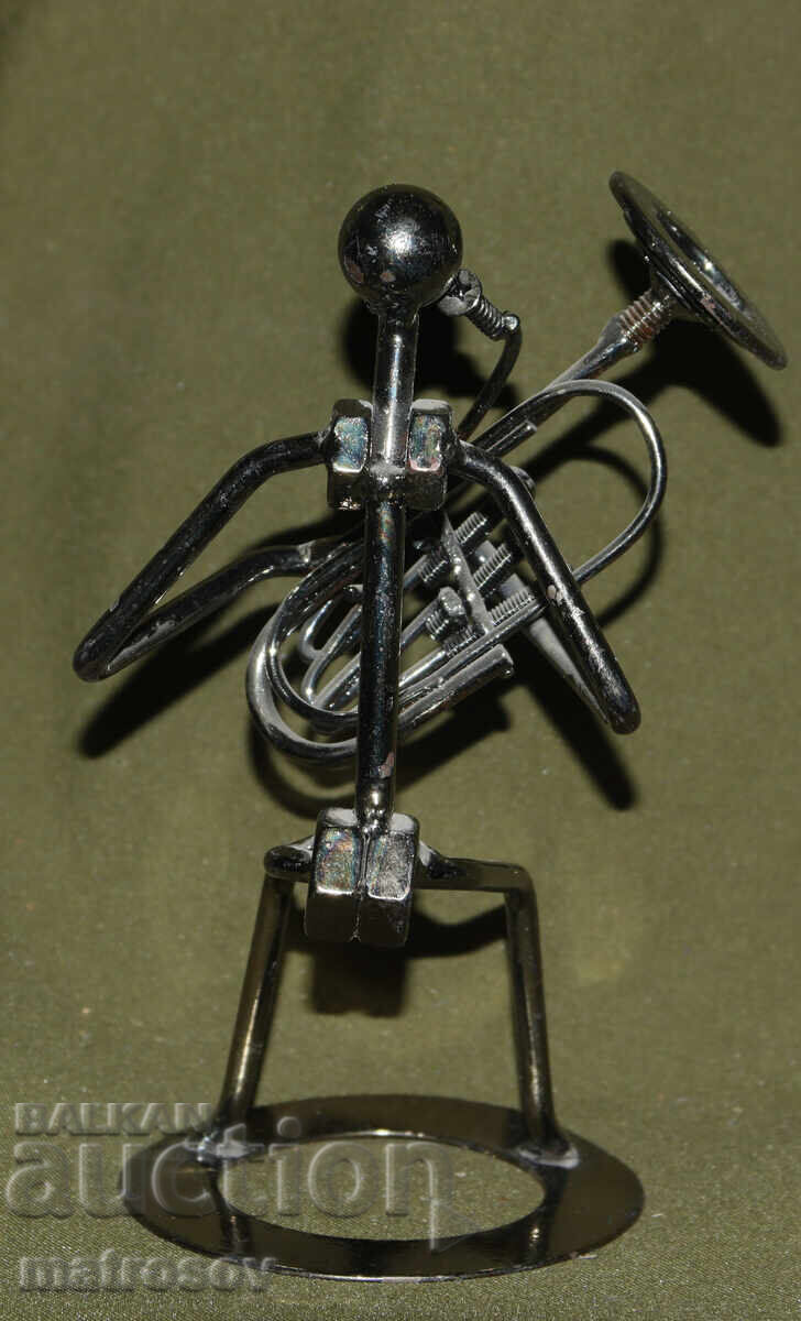 Αυθεντικό μεταλλικό γλυπτό, χειροποίητο, φιγούρα μουσικού - 5