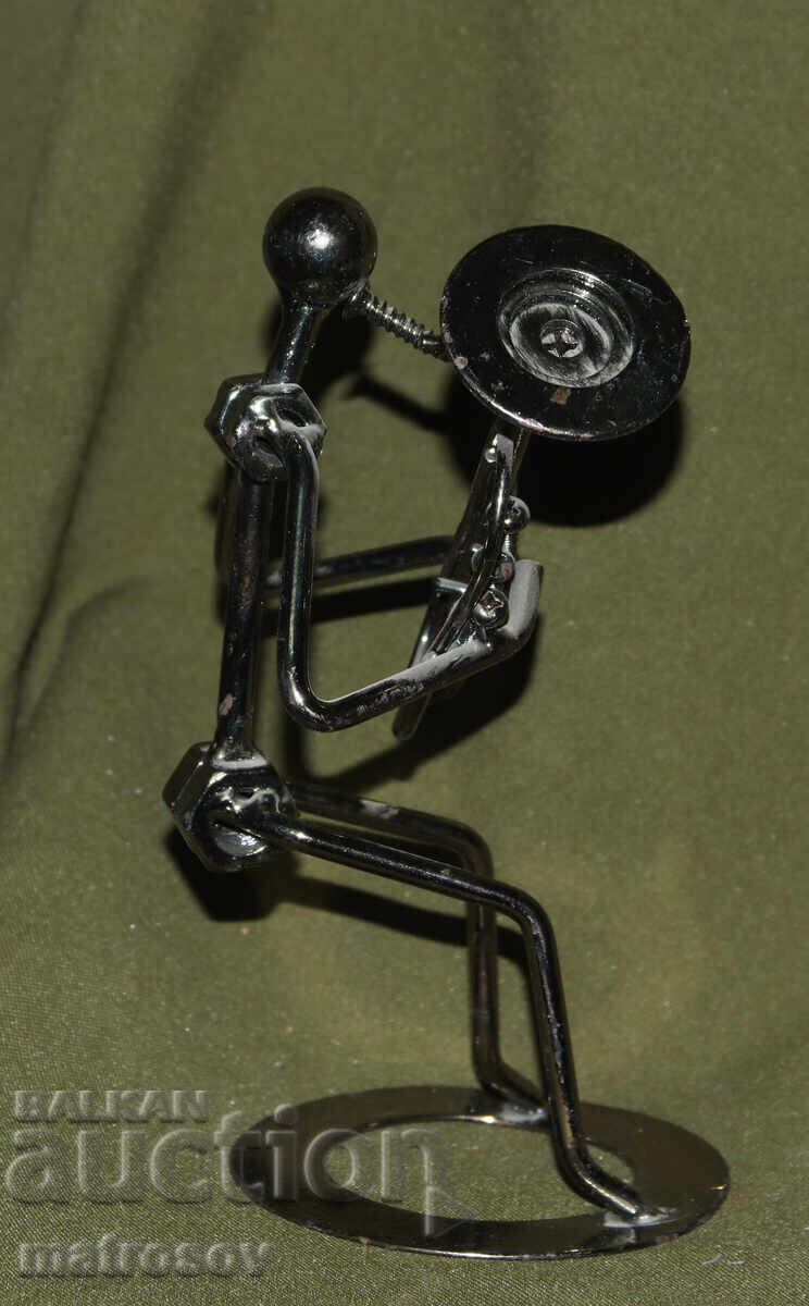 Αυθεντικό μεταλλικό γλυπτό, χειροποίητο, φιγούρα μουσικού - 6