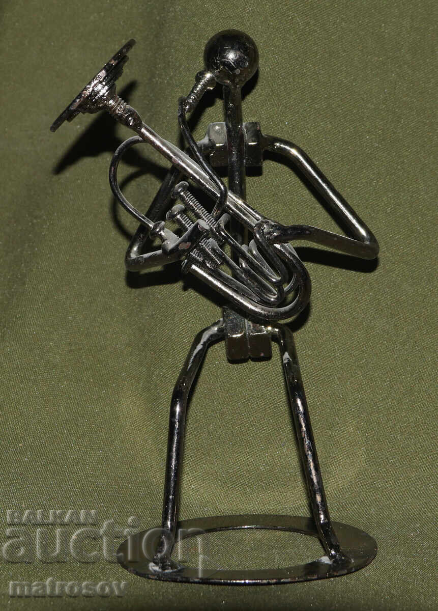 Αυθεντικό μεταλλικό γλυπτό, χειροποίητο, φιγούρα μουσικού